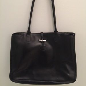 Black Leather Longchamp Purse/Bag